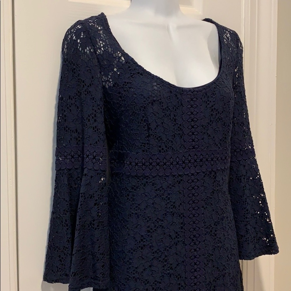 Laundry by Shelli Segal Navy Blue Lace Dress